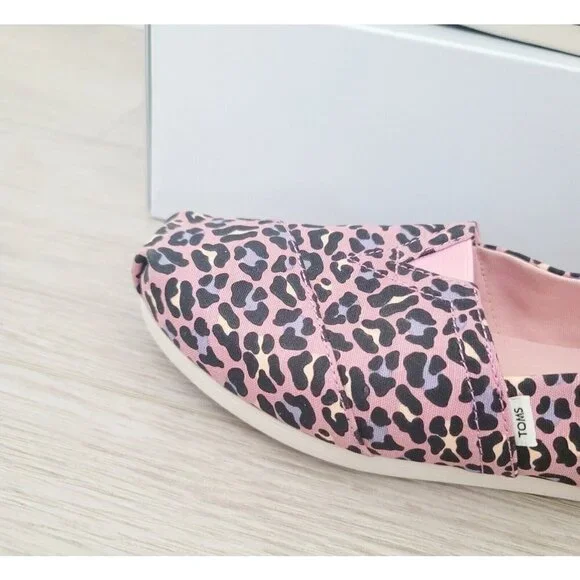 Toms Alpargata Pink Leopard Print Barbie Slip On Canvas Lisa Frank Shoes 6.5 - Picture 3 of 10